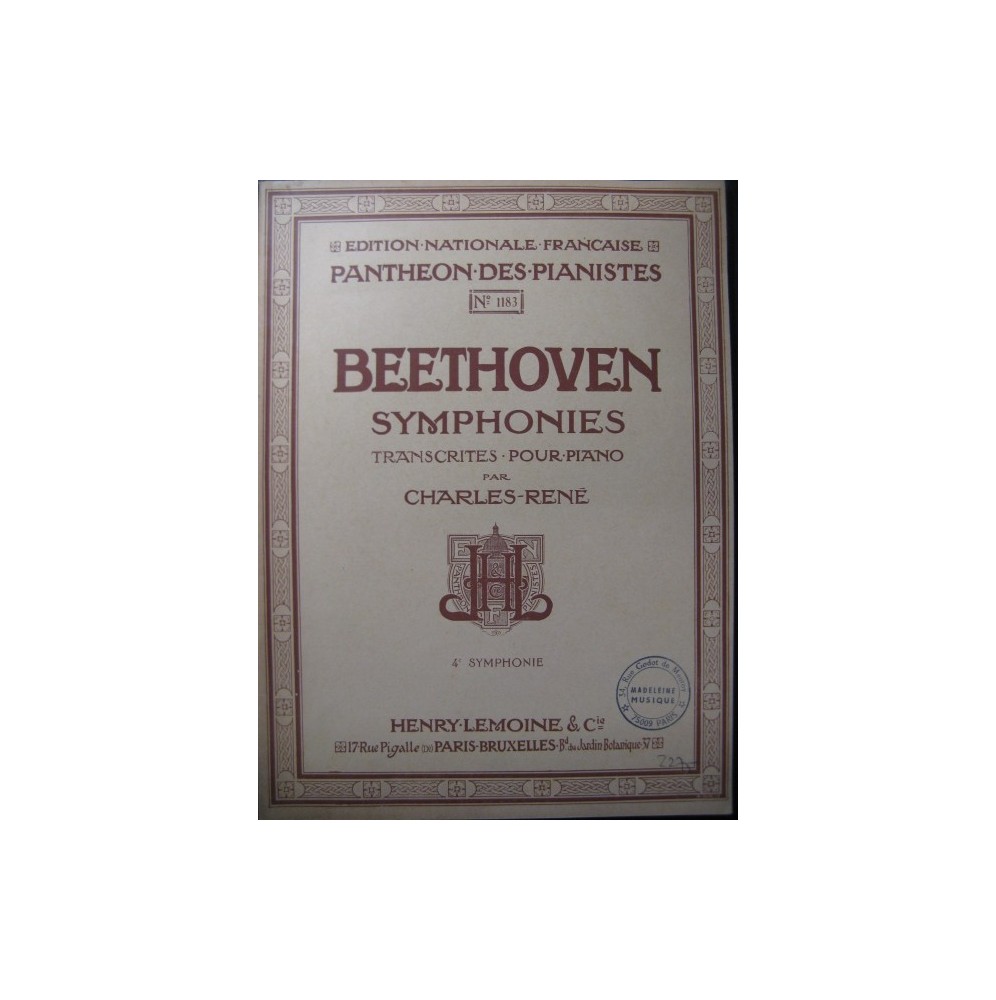 BEETHOVEN Symphonie No 4 Piano 1951
