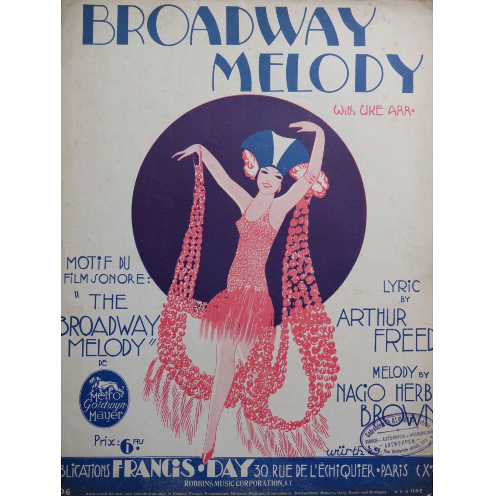 BROWN Nacio Herb Broadway Melody Chant Piano 1929