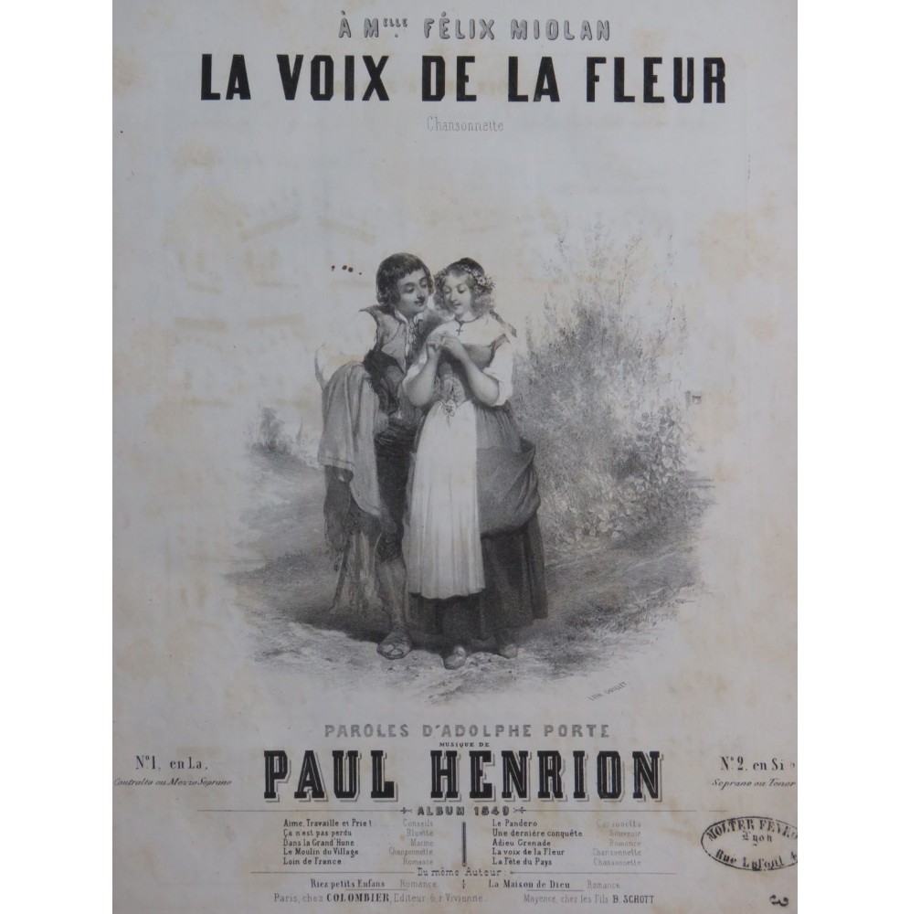 HENRION Paul La Voix de la Fleur Chant Piano 1849