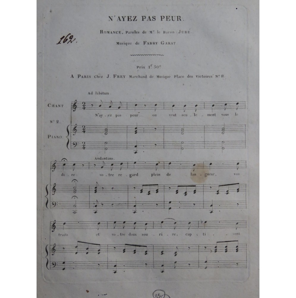 FABRY-GARAT N'ayez pas peur Chant Piano ca1820