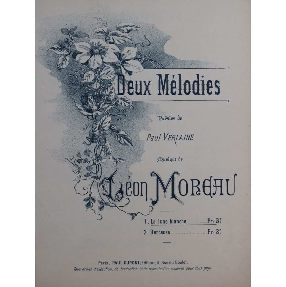 MOREAU Léon La Lune Blanche Chant Piano