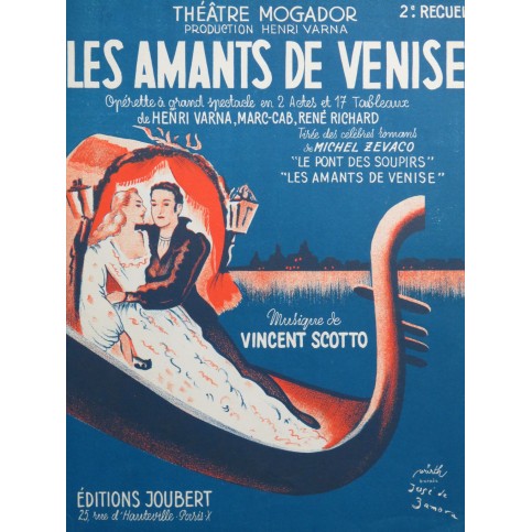 SCOTTO Vincent Les Amants de Venise 2 Opérette Chant Piano 1953