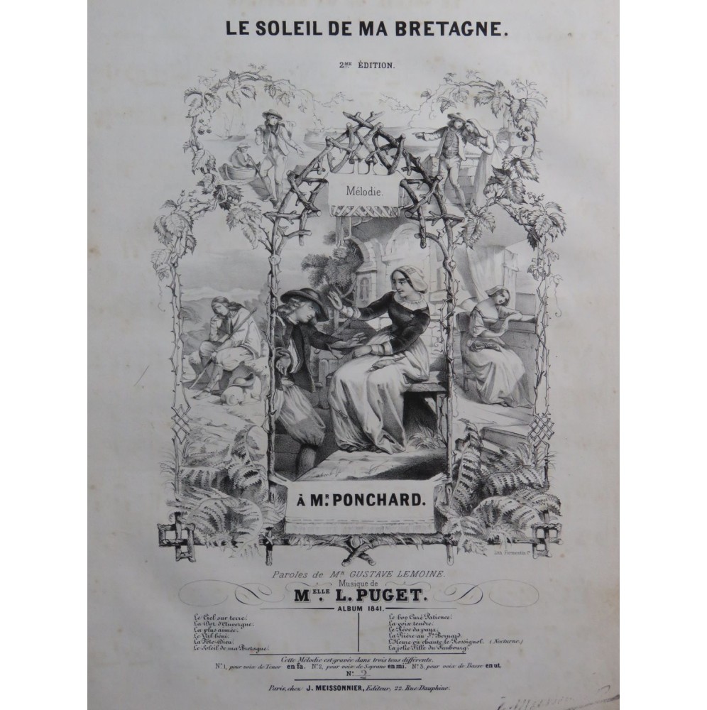 PUGET Loïsa Le Soleil de ma Bretagne Chant Piano 1841