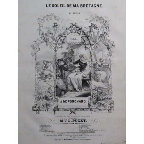 PUGET Loïsa Le Soleil de ma Bretagne Chant Piano 1841