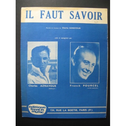 Il Faut Savoir Charles Aznavour 1961