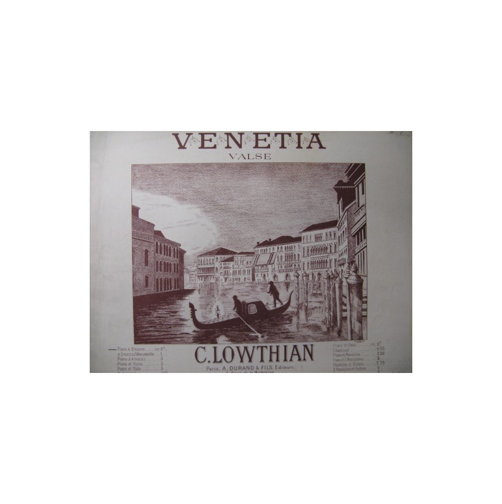 LOWTHIAN C. Venetia Piano 1895