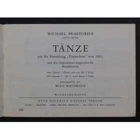 PRAETORIUS Michael Tänze aus der Sammlung Terpsichore Flûte à bec