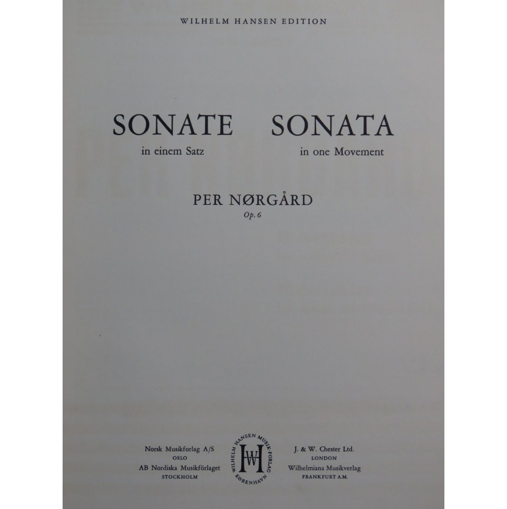 NORGARD Per Sonate in einem Satz op 6 Piano