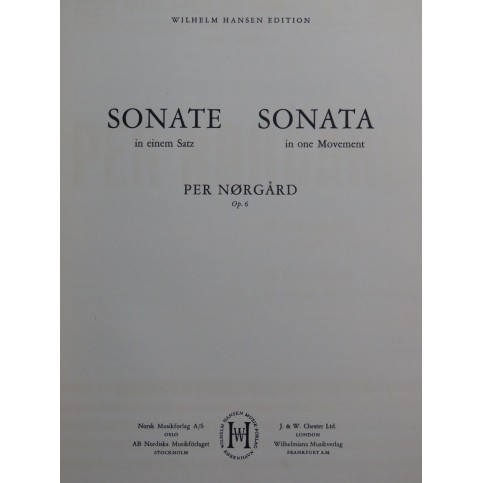 NORGARD Per Sonate in einem Satz op 6 Piano