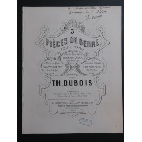 DUBOIS Théodore Intermezzo op 20 Dédicace Piano 1870