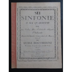 BOCCHERINI Luigi Sei Sinfonie o Sia Quartetti op 2 Violette ca1767