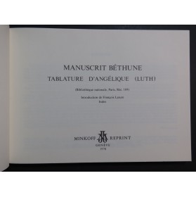 Manuscrit Béthune Tablature d'Angélique Luth 1978