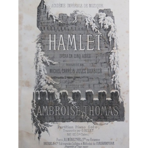 THOMAS Ambroise Hamlet Opéra Piano solo 1868