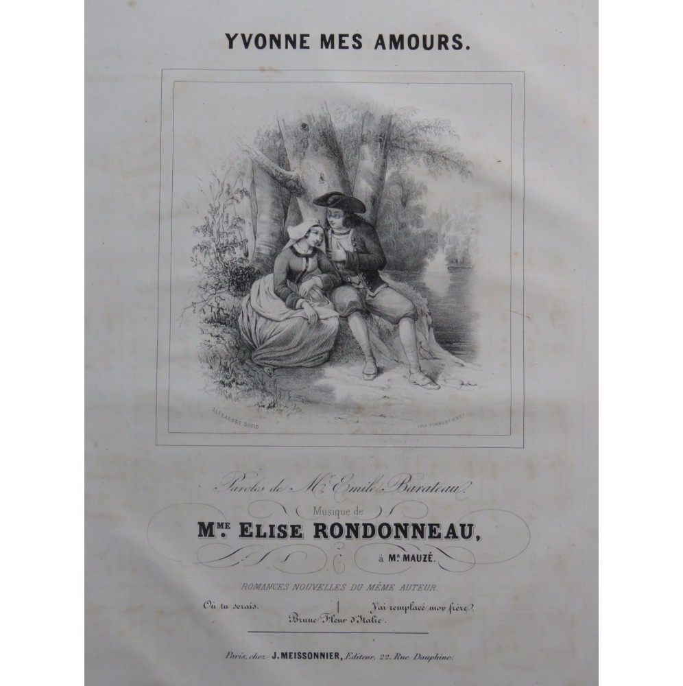 RONDONNEAU Elise Yvonne mes amours Chant Piano ca1840