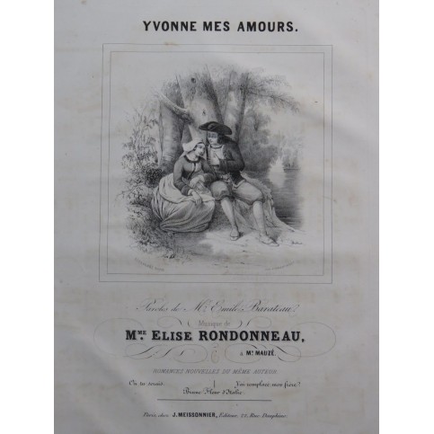 RONDONNEAU Elise Yvonne mes amours Chant Piano ca1840