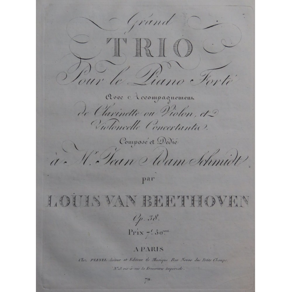 BEETHOVEN Grand Trio op 38 Clarinette ou Violon ca1810