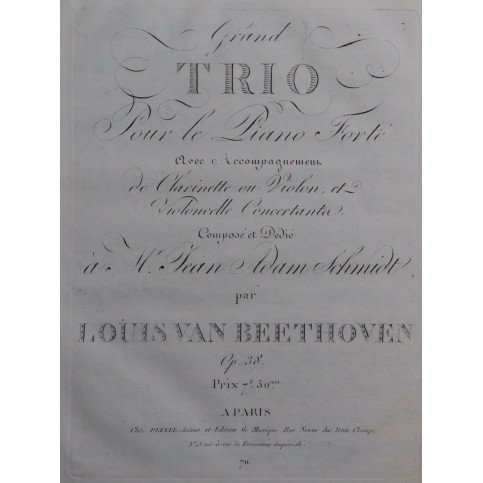 BEETHOVEN Grand Trio op 38 Clarinette ou Violon ca1810