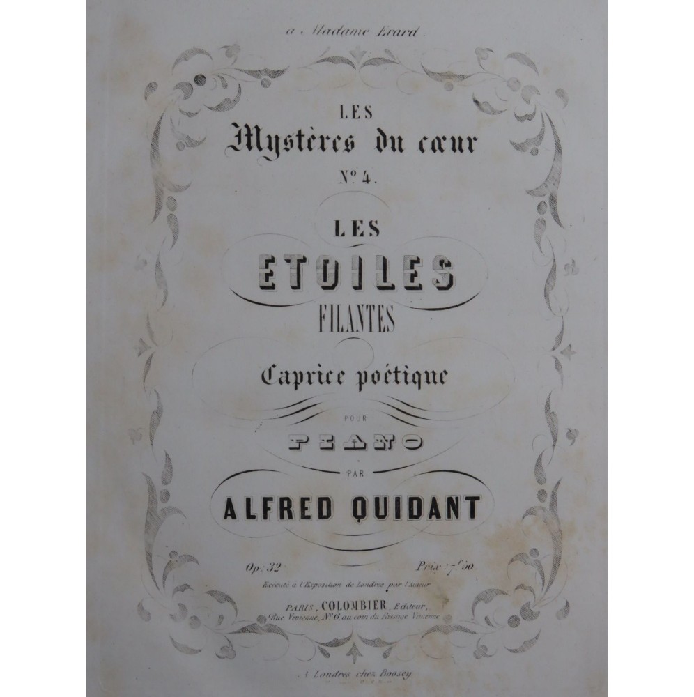 QUIDANT Alfred Les Mystères du Coeur No 4 op 32 Piano ca1850