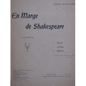 BORCHARD Adolphe En Marge de Shakespeare Dédicace Orchestre 1923