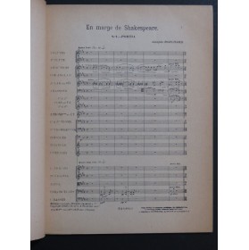 BORCHARD Adolphe En Marge de Shakespeare Dédicace Orchestre 1923