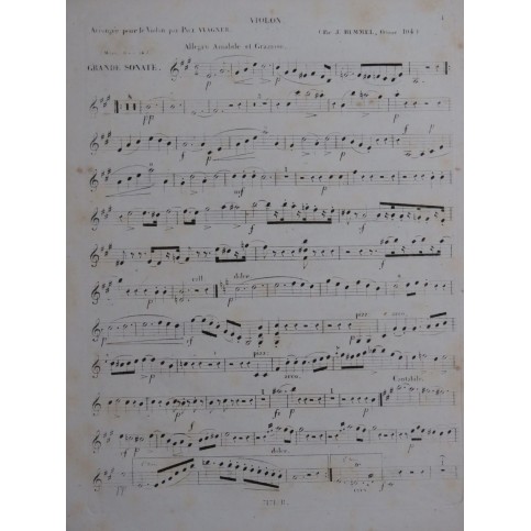 HUMMEL J. N. Grande Sonate op 104 Violon ca1845