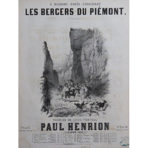 HENRION Paul Les Bergers du Piémont Chant Piano 1848