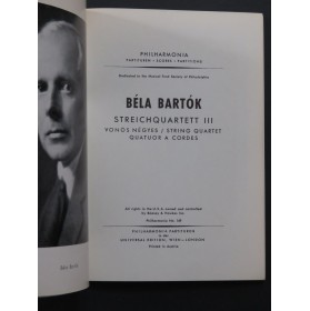 BARTOK Béla Streichquartett III Quatuor à cordes