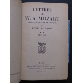 Lettres de W. A. Mozart 1781-1791 Henri de Curzon 1928