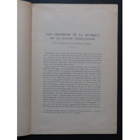 VAN PANHUYS Les Chansons et la Musique de La Guyane Néerlandaise 1912