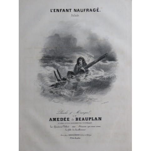 DE BEAUPLAN Amédée L'Enfant Naufragé Chant Piano ca1840