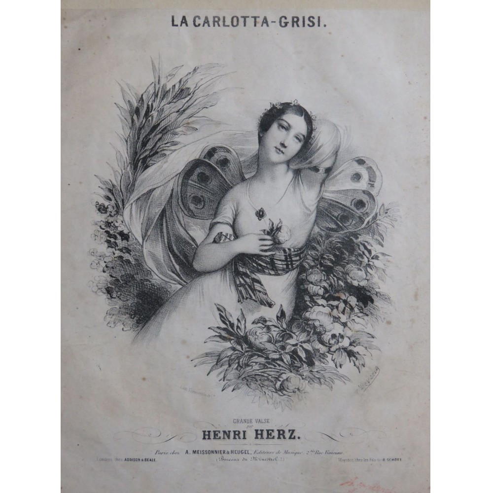 HERZ Henri La Carlotta Grisi Grande Valse Piano ca1840