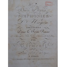 CLEMENTI Muzio Symphonie No 7 Haydn Flûte Violon Violoncelle 1815