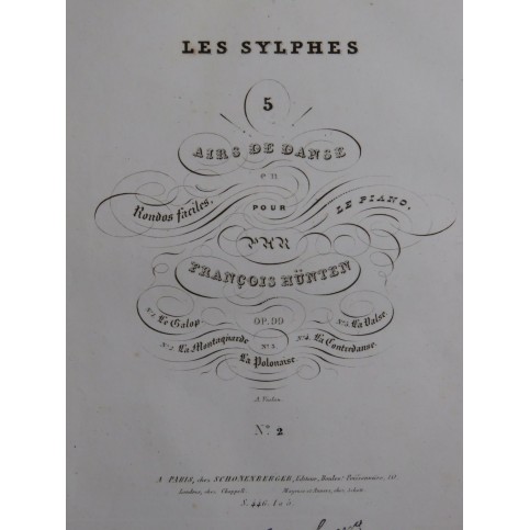 HÜNTEN François Les Sylphes No 2 La Montagnarde op 99 Piano ca1840