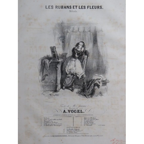 VOGEL Adolphe Les Rubans et les Fleurs Chant Piano ca1830