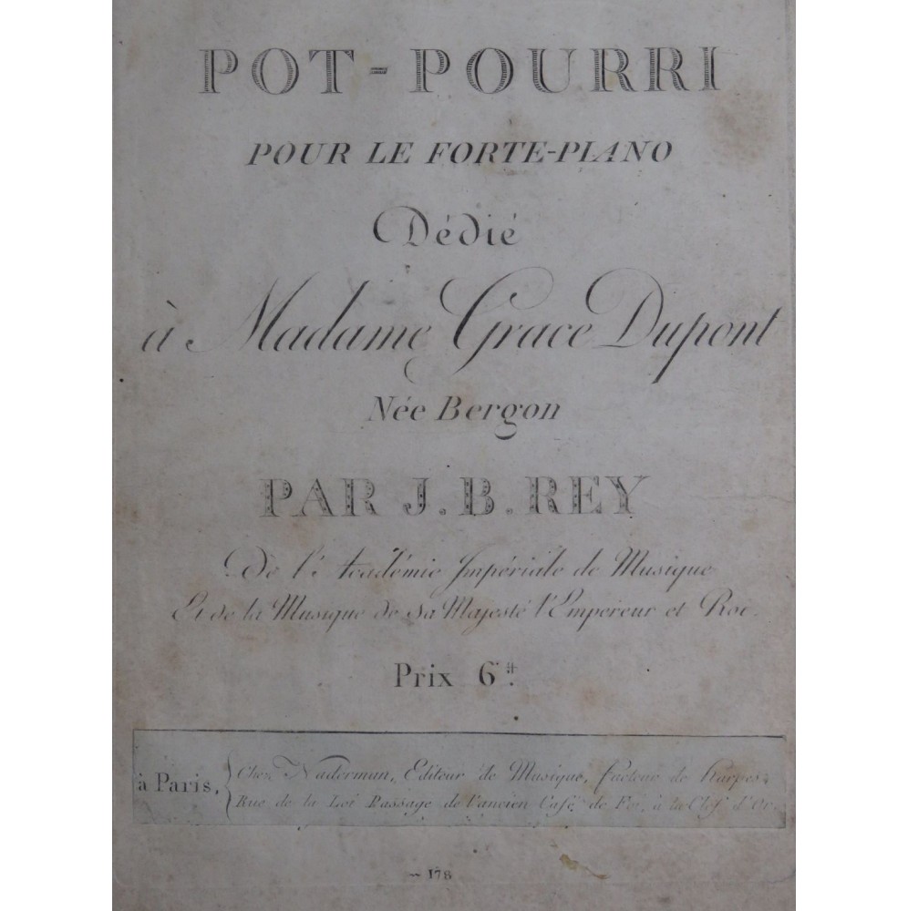 REY J. B. Pot-Pourri Piano ca1820