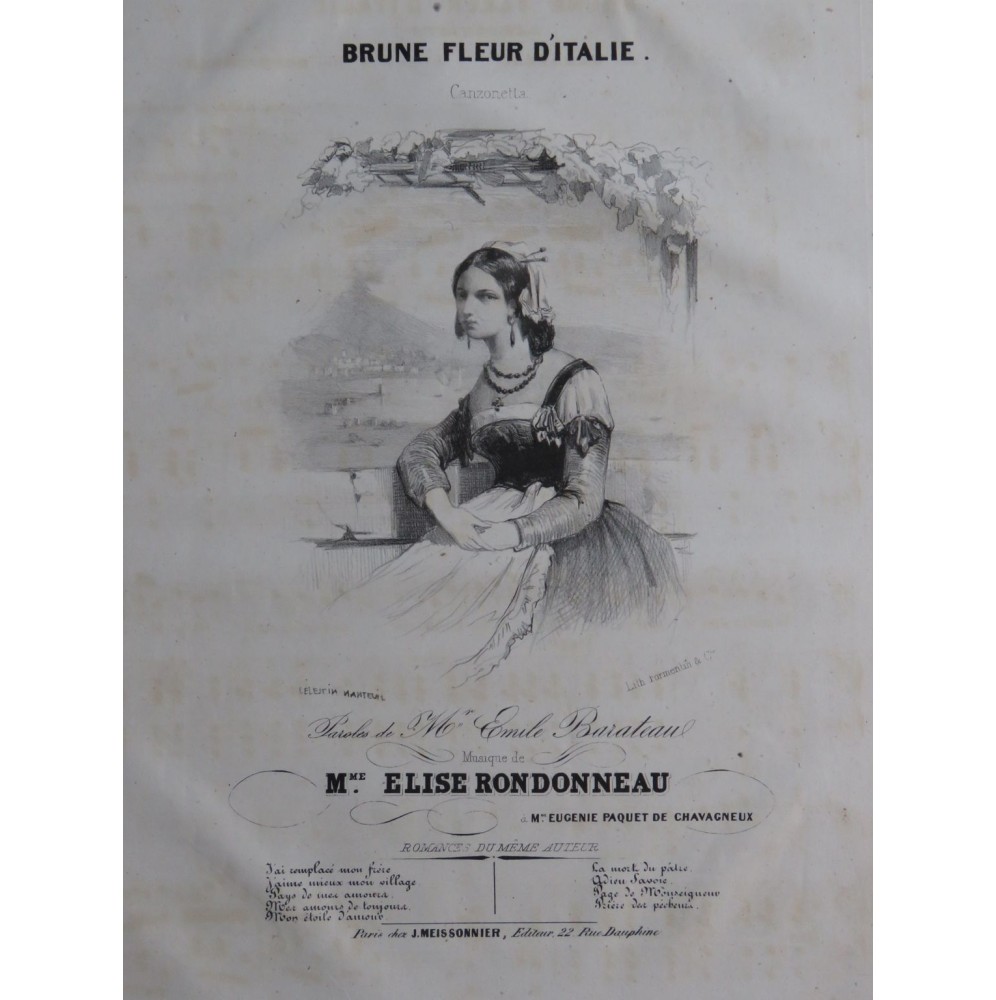 RONDONNEAU Elise Brune Fleur D'Italie Chant Piano ca1840