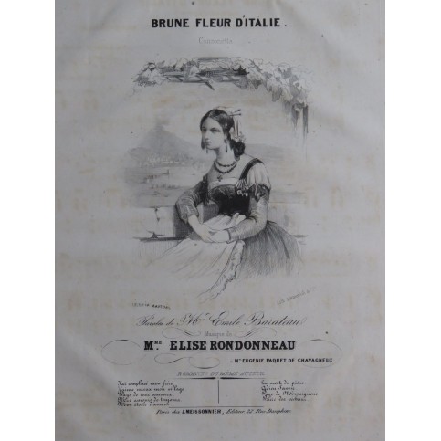 RONDONNEAU Elise Brune Fleur D'Italie Chant Piano ca1840