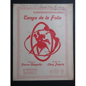 DEQUIN Léon Tango de la Folie Dédicace Chant Piano 1920