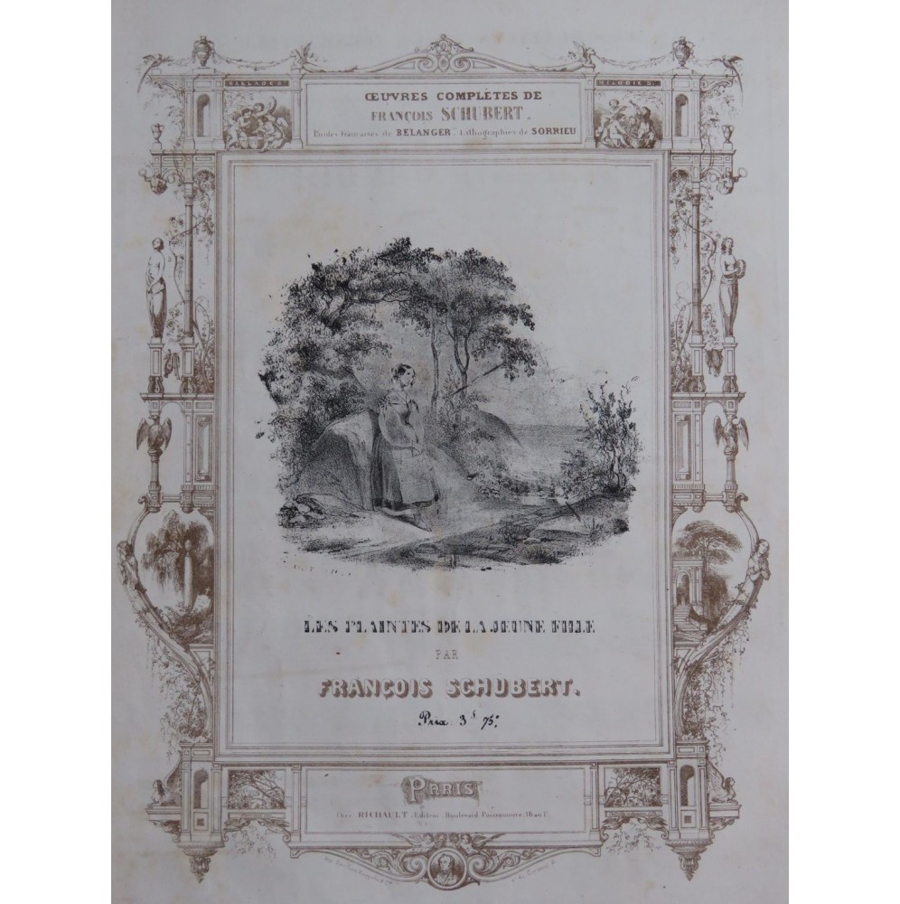 SCHUBERT Franz Les Plaintes de la Jeune Fille Chant Piano ca1840