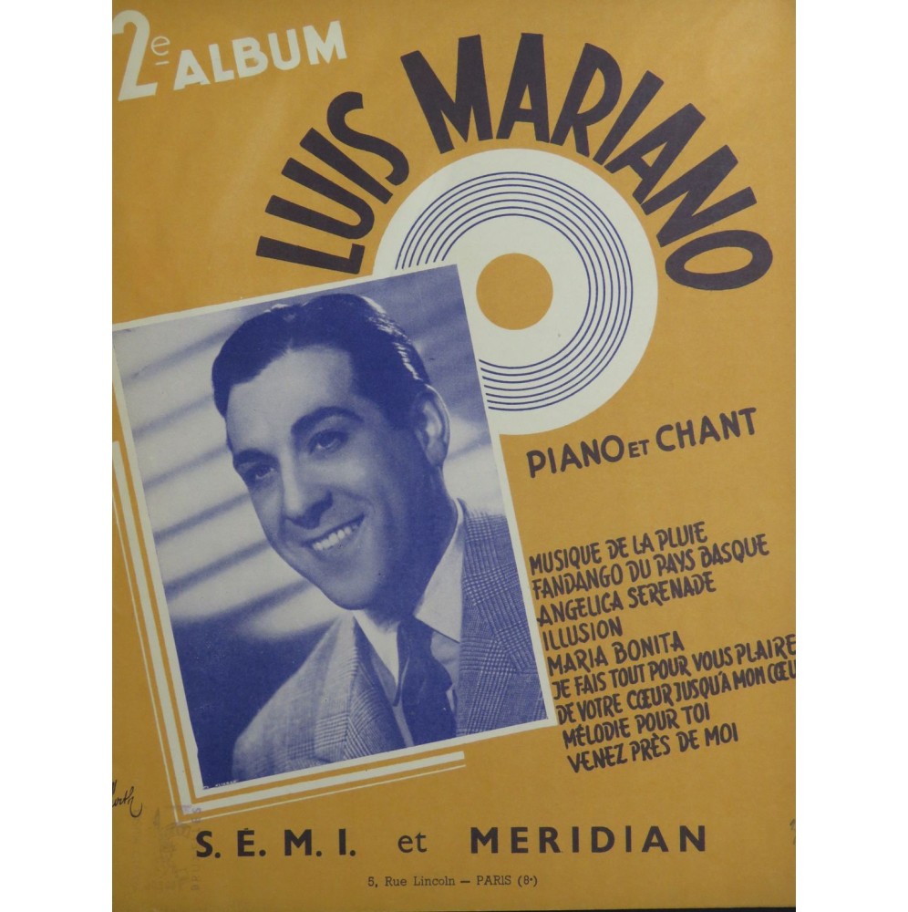 Album No 2 Luis Mariano 9 Pièces Chant Piano 1948