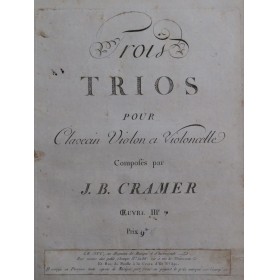 CRAMER J. B. Trois Trios op 3 Clavecin ca1790