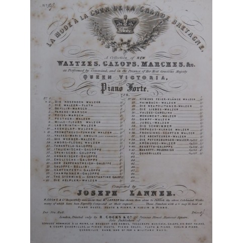 LANNER Joseph Die Liebes Tändler Walzer Piano ca1845