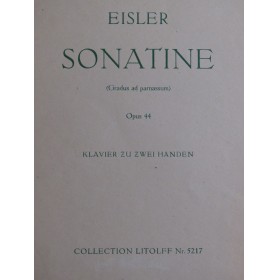 EISLER Hanns Sonatine op 44 Piano 1958