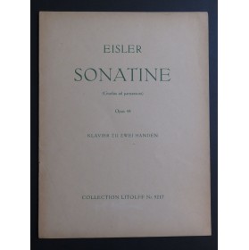 EISLER Hanns Sonatine op 44 Piano 1958