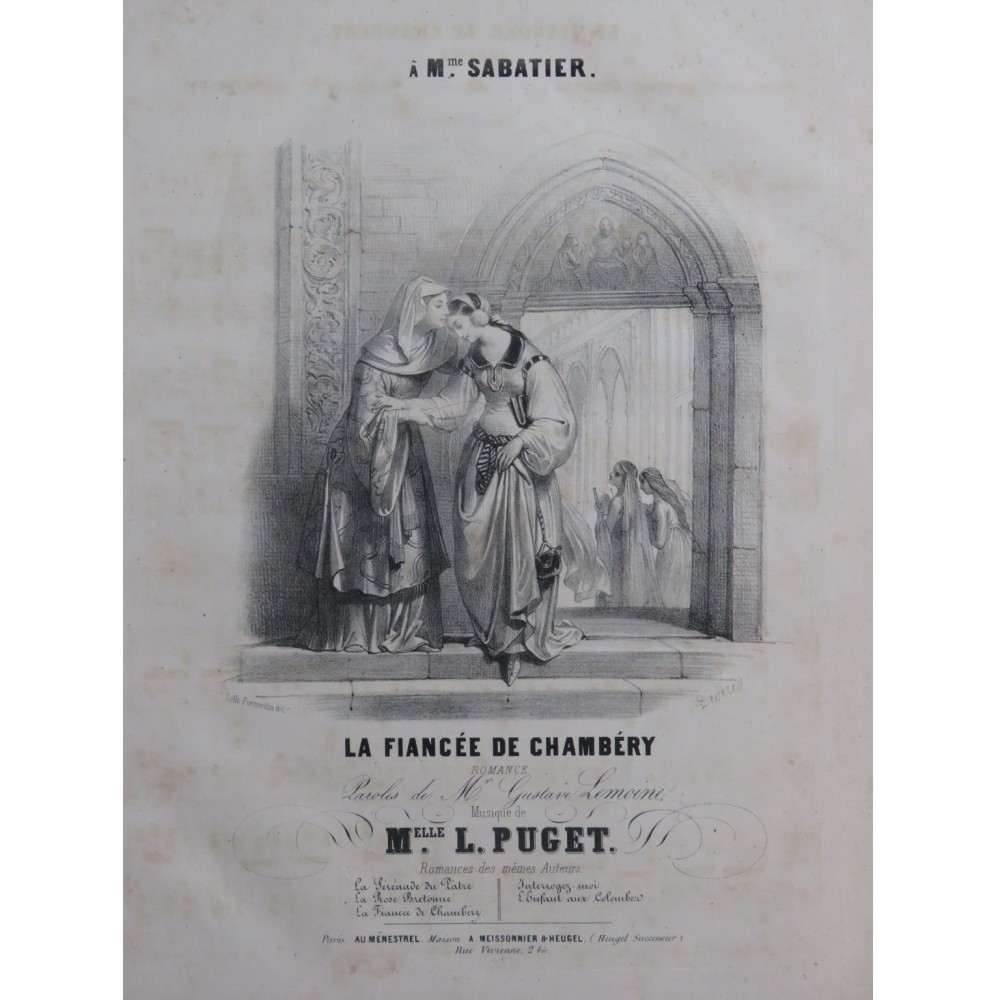 PUGET Loïsa La Fiancée de Chambéry Chant Piano ca1840