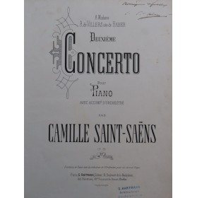 SAINT-SAËNS Camille Concerto No 2 op 22 Dédicace 2 Pianos 4 mains 1868