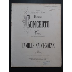 SAINT-SAËNS Camille Concerto No 2 op 22 Dédicace 2 Pianos 4 mains 1868