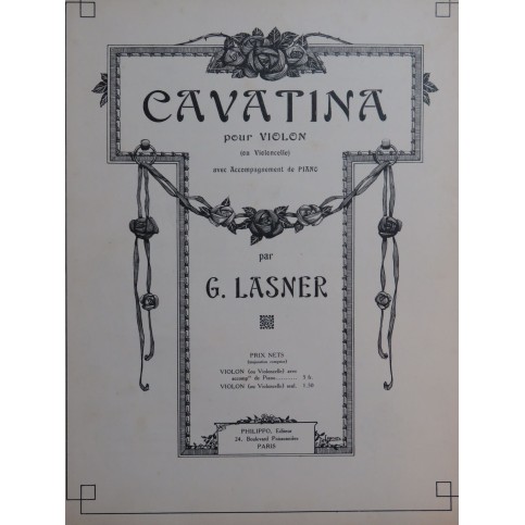 LASNER George Cavatina op 44 Piano Violon ou Violoncelle