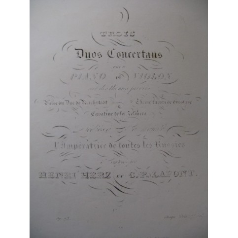 HERZ Henri Duo Valse du Duc de Reichstadt Violon Piano 1834