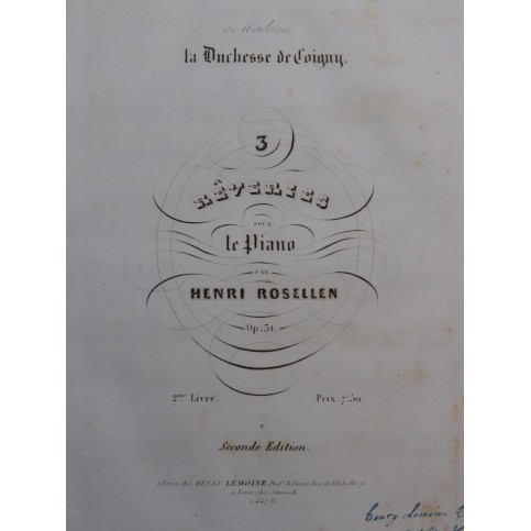 ROSELLEN Henri Trois Rêveries op 31 Piano ca1847